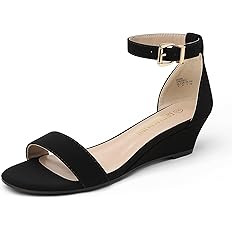DREAM PAIRS Women's Ingrid Ankle Strap Low Wedge Sandal | Amazon (US)