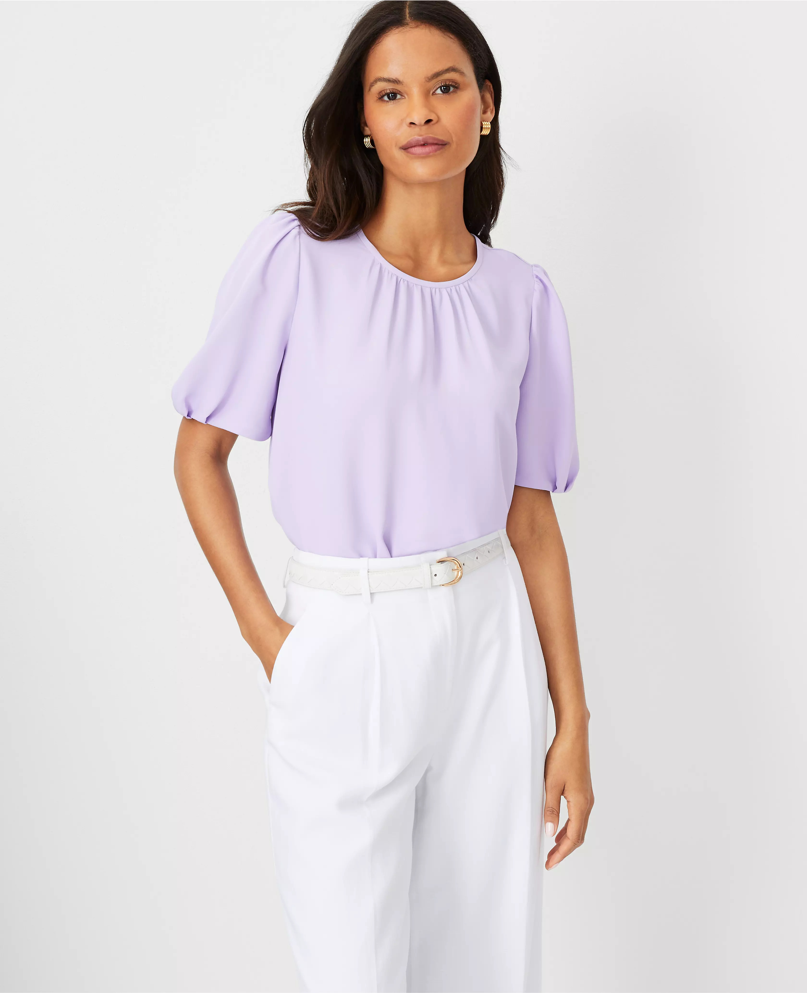 Pleated Sleeve Top | Ann Taylor (US)