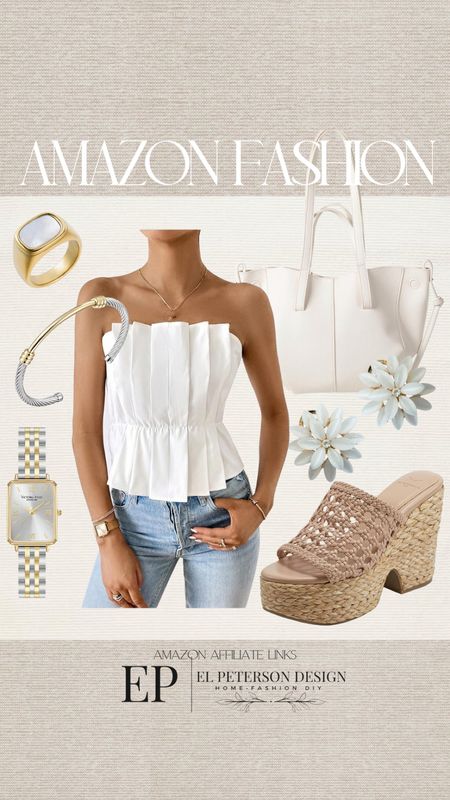 Ring
Top
Watch
Earrings
Purse
Wedges 

#LTKstyletip