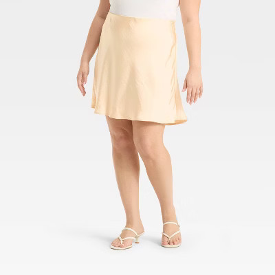Women's Satin Mini A-Line Skirt - A New Day™ Cream 4X | Target
