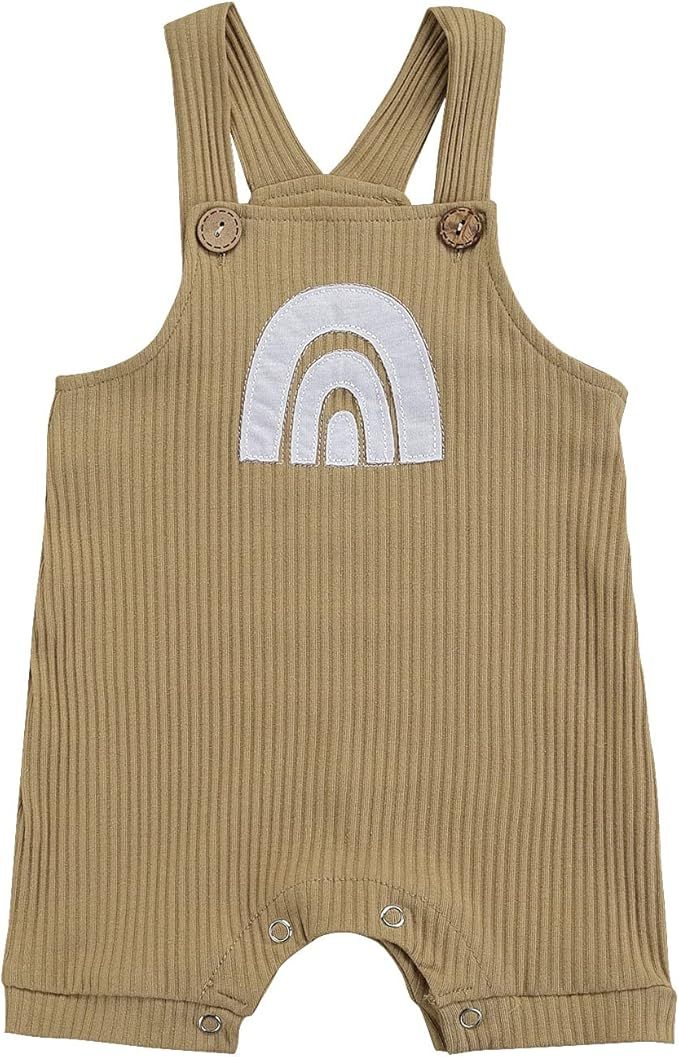 Bagilaanoe Summer Outfit Newborn Baby Boy Girl Sleeveless Button Ribbed Romper Solid Plain One Pi... | Amazon (US)