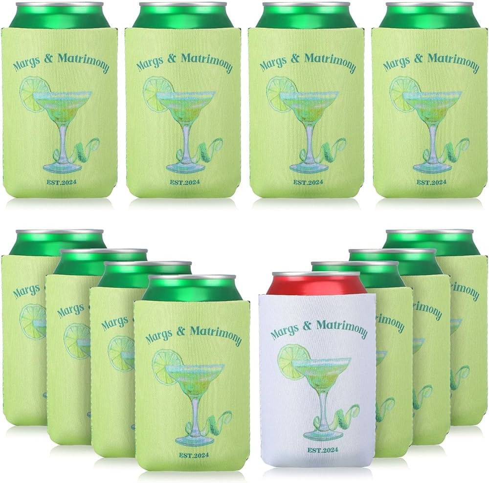 12 Pcs Bachelorette Can Coolers Bulk Margarita Party Can Sleeves Margs and Matrimony Beer Cup Hol... | Amazon (US)