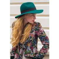 Green Lazy Fedora With Floppy Brim in Pure Felt | Etsy (US)