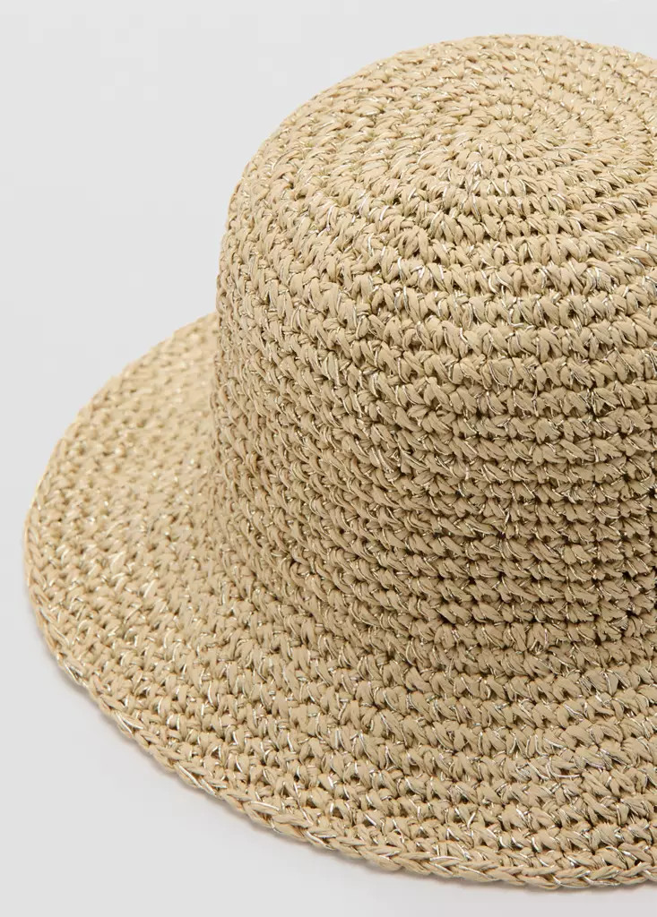 Lurex natural fibre bucket hat | MANGO (UK)