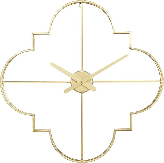 CosmoLiving by Cosmopolitan Metal Open Frame Quatrefoil Wall Clock, 24" x 3" x 24", Gold | Amazon (US)