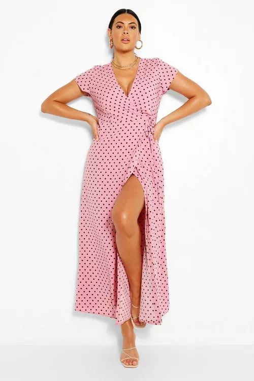 Plus Polka Dot Wrap Maxi Dress | Boohoo.com (US & CA)