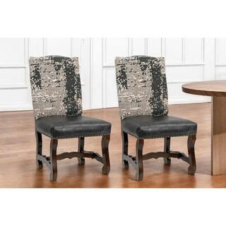 Black, Brown, Gray Solid Wood Side Chair Set of 2 | The Home Depot