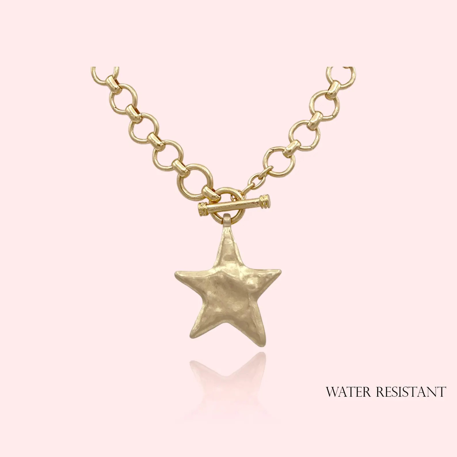 Water Resistant, Hammered Bold Star Toggle Necklace Thick Chain Set, Chunky Star Statement Pendan... | Etsy (Global)