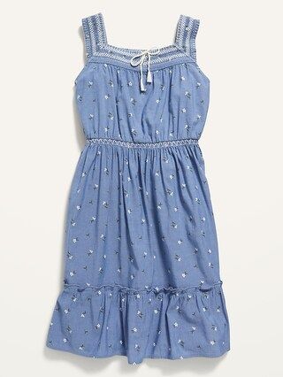 Sleeveless Printed Cinched-Waist Dress for Girls | Old Navy (US)