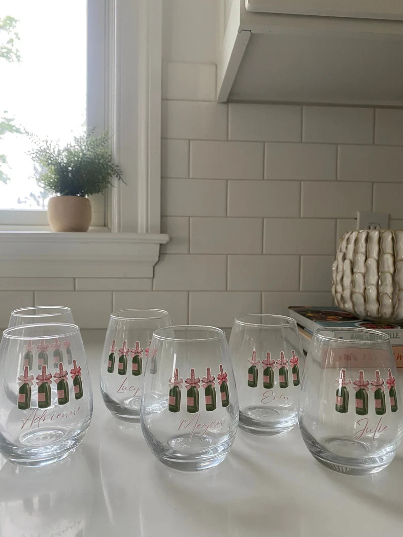 Personalized Wine Glass champagne girls trip stemless wine glass with names champagne problems ba... | Etsy (US)