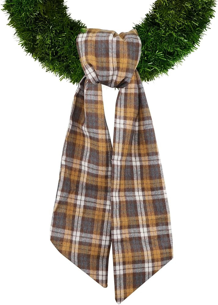 Fall Wreath Sash for Front Door, Yellow Brown Buffalo Plaid Sash Holiday Autumn Wreath Accessorie... | Amazon (US)