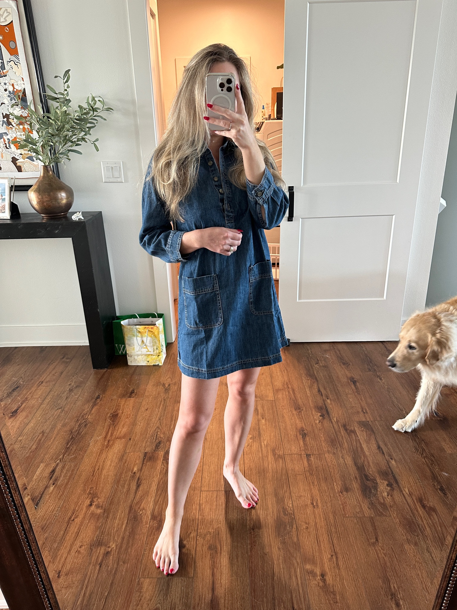 Denim dress - cannot wait to wear this into fall! Perfect denim mini dress. I’m wearing a petite small! 

#LTKFindsUnder50 #LTKSeasonal