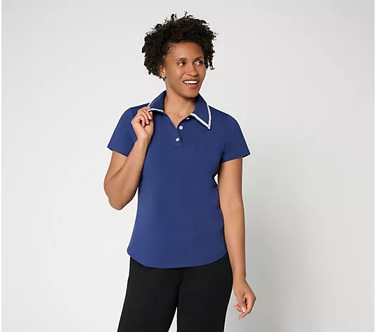 by Stacy London Jeweled Collar Jersey Polo - QVC.com | QVC