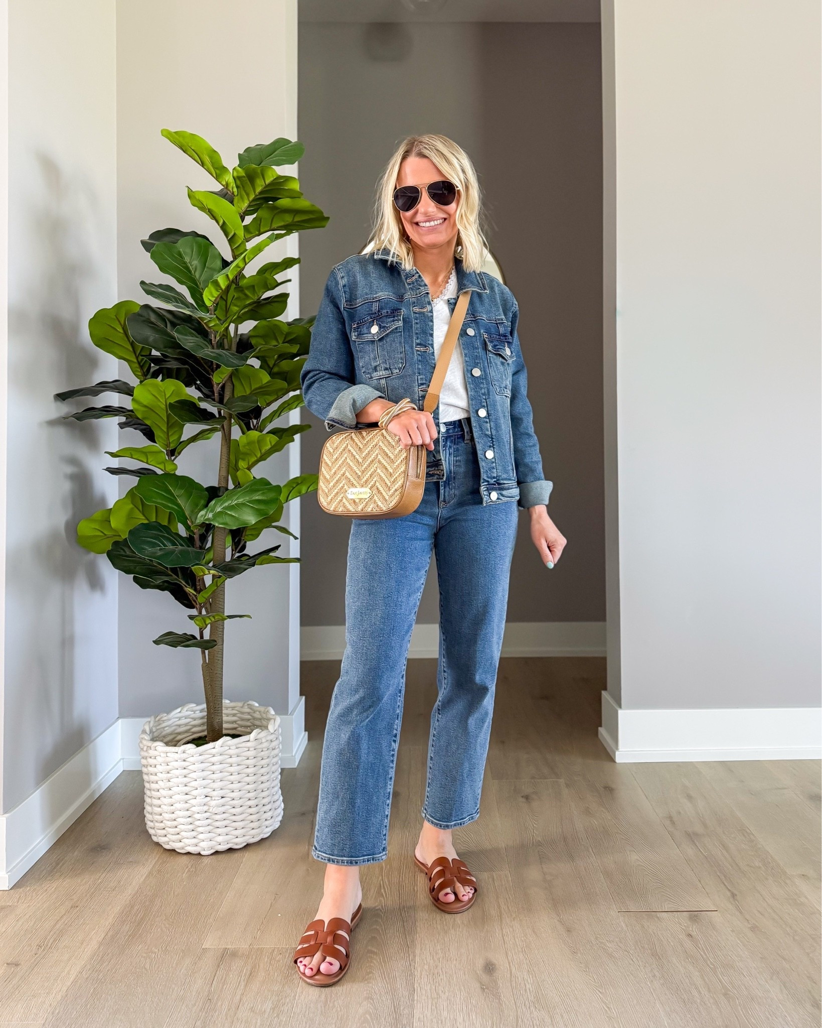 I love this denim on denim look! I’m wearing the True jeans and white Sunny top from my DEAR JON x KATIE HALLER capsule wardrobe collection! Use code: DJXKATIE20 for 20% off at @dearjohndenim 
Top- xs
Jeans- 25 (Go up a size if you are in between sizes) 
Jacket- small

#LTKootd #LTKPetite #LTKOver40