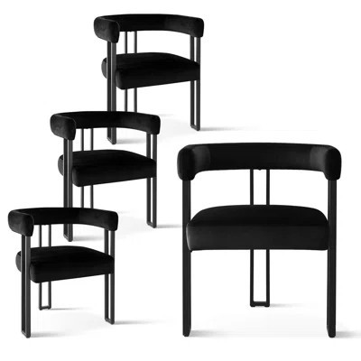 Beore Set of 4 Upholstered 18.5" Seat Height Velvet Kitchen Dining Armchair | Wayfair North America