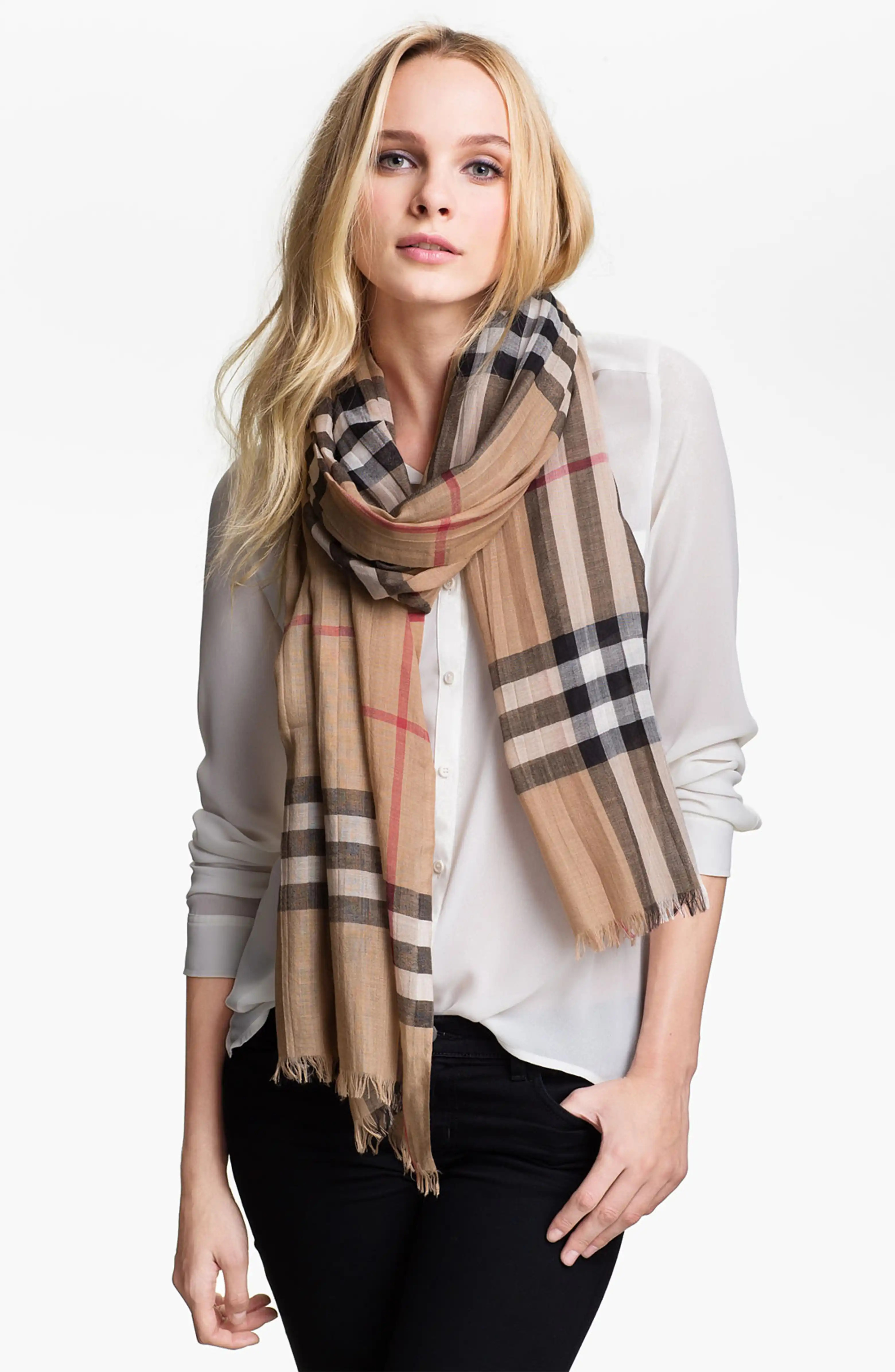 Giant Check Print Wool & Silk Scarf | Nordstrom