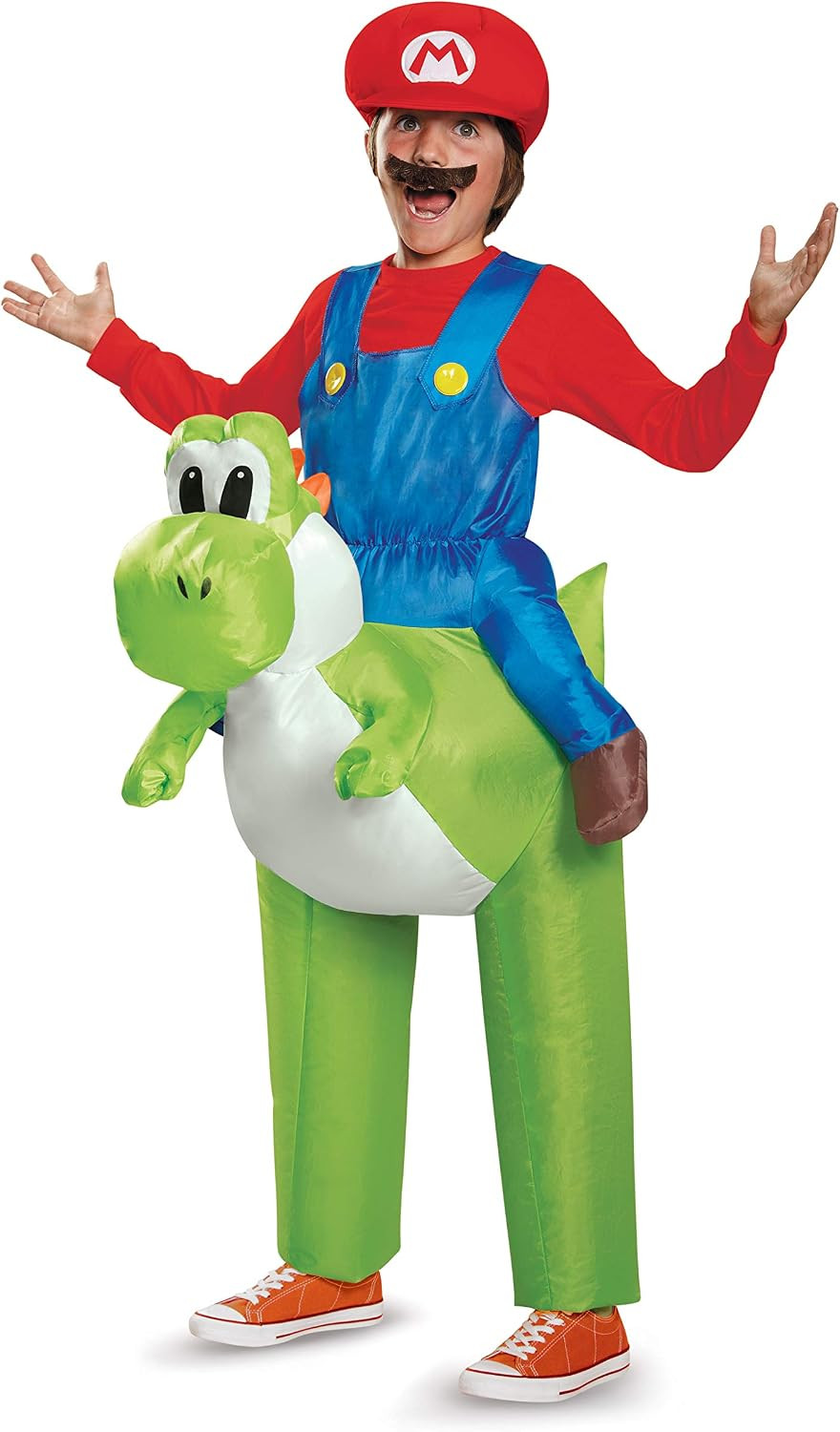 Super Mario Bros. Mario Riding Yoshi Inflatable Costume, Officially Licensed Super Mario Bros Costume for Kids, One Size | Amazon (US)