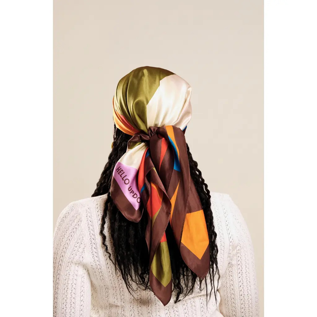 Hello Updo 100% Silk Head Scarf in Multicolored at Nordstrom, Size Small | Nordstrom