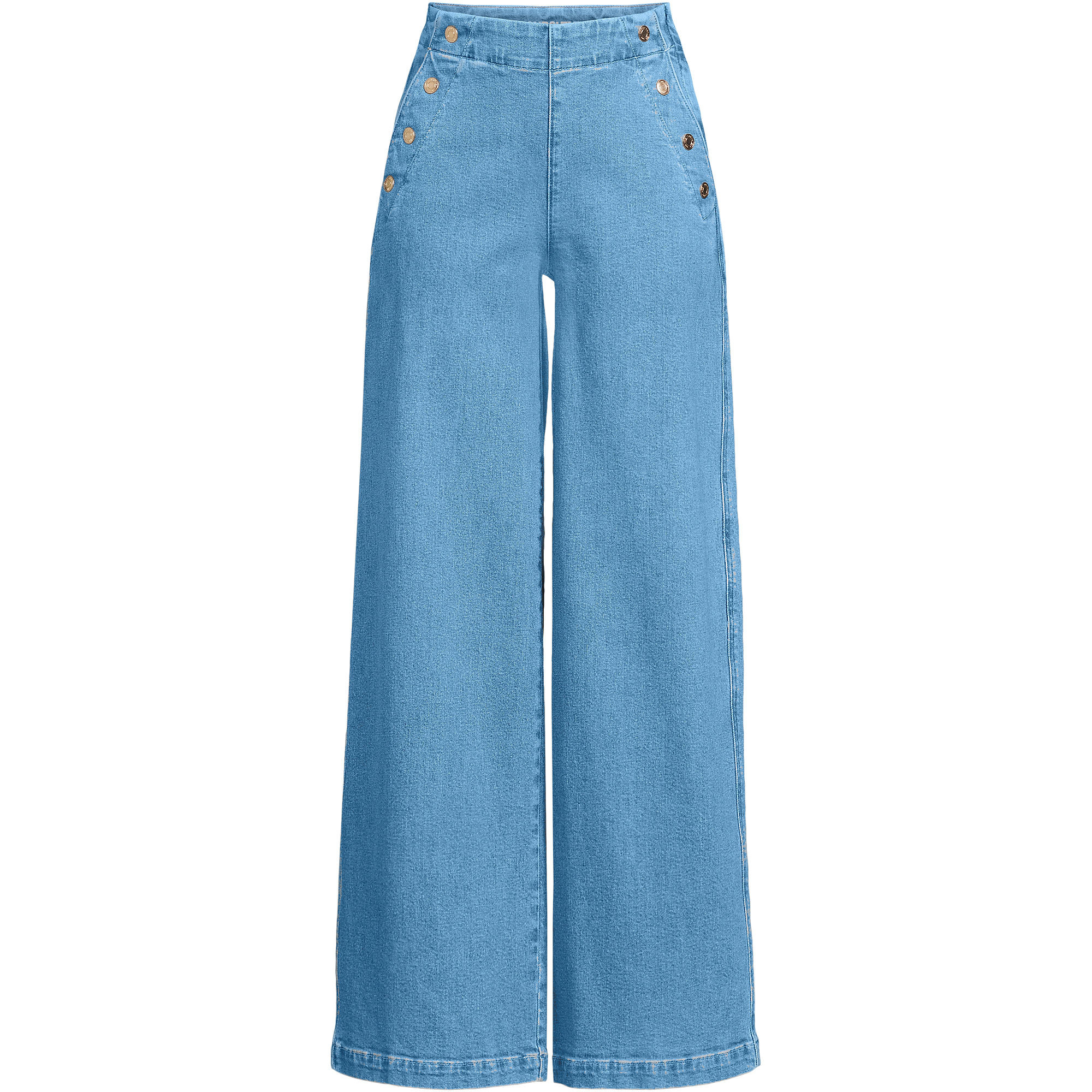 Women's Soft Denim High Rise Mariner Panel Extra Wide Leg Pants | Lands' End (US)