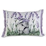 K&K Interiors 16393A 13 Inch Rectangular Lumbar Lavender and Bunny Pillow, Purple | Amazon (US)