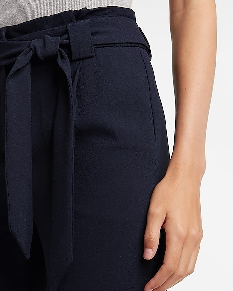 High Waisted Paperbag Ankle Pant | Express