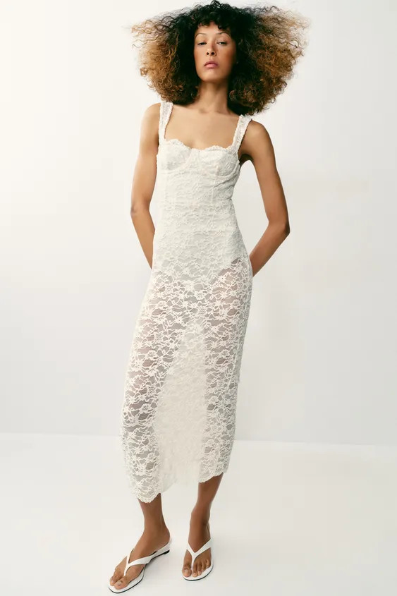 VESTITO MIDI IN PIZZO | Zara IT