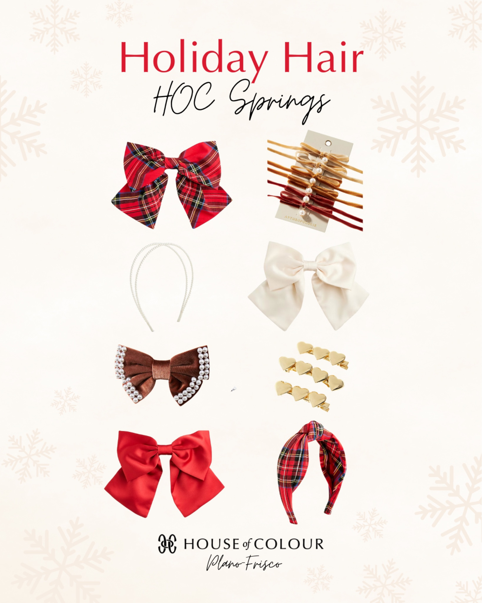 Holiday hair accessories for House of Colour Springs - headbands, bows, and clips! 

#hocplanofrisco #hoc #jcrew #anthro #christmas 

#LTKHoliday #LTKSeasonal #LTKsalealert
