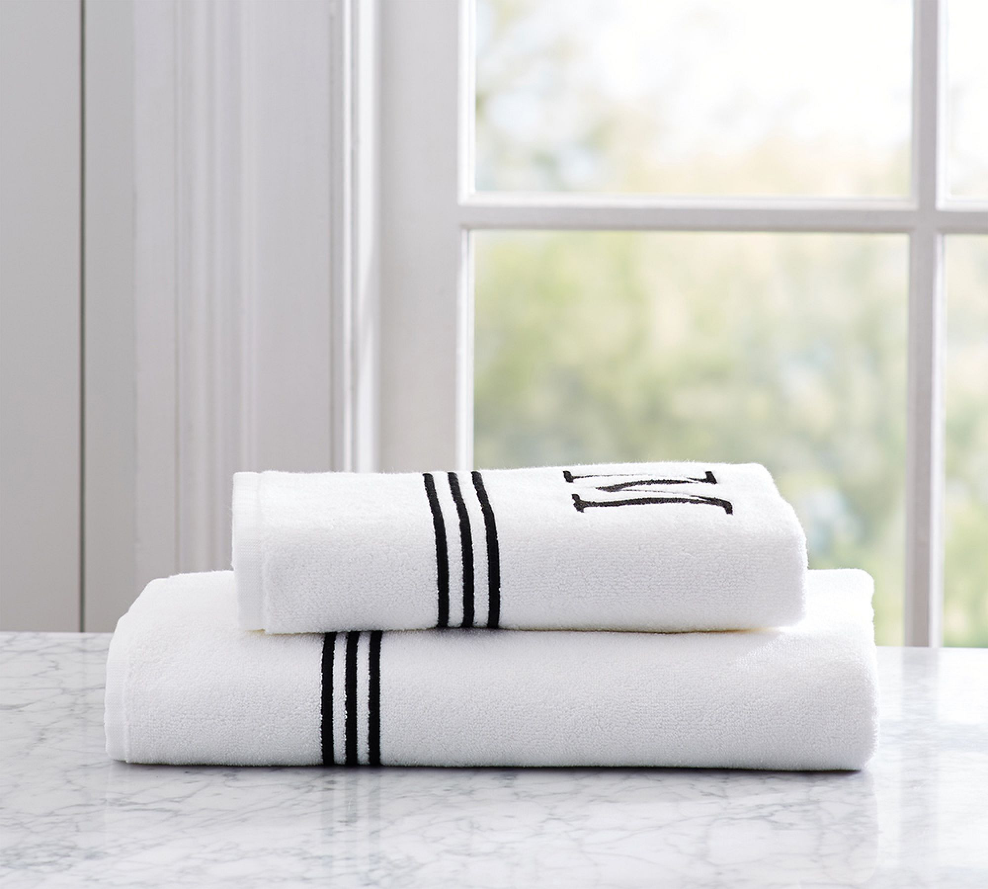 Grand Organic Cotton Embroidered Towel | Pottery Barn (US)