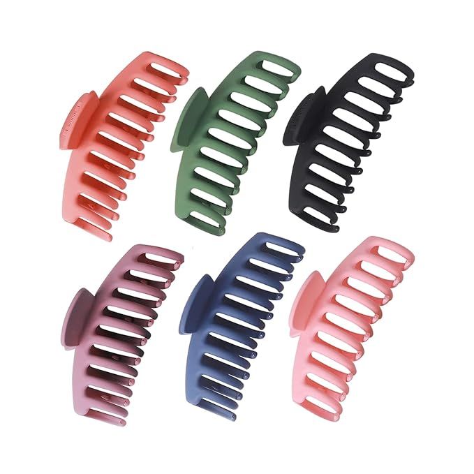 6 Pcs Big Hair Claw Clips 4.33 Inch Matte Large Claw Clips Nonslip Strong Hold for Women and Girl... | Amazon (US)