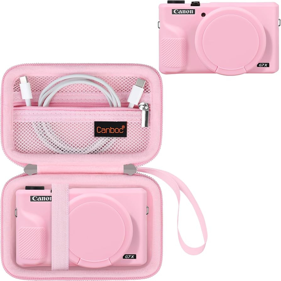 Canboc Hard Case + Silicone Cover for Canon Powershot G7X Mark III, Pink | Amazon (US)