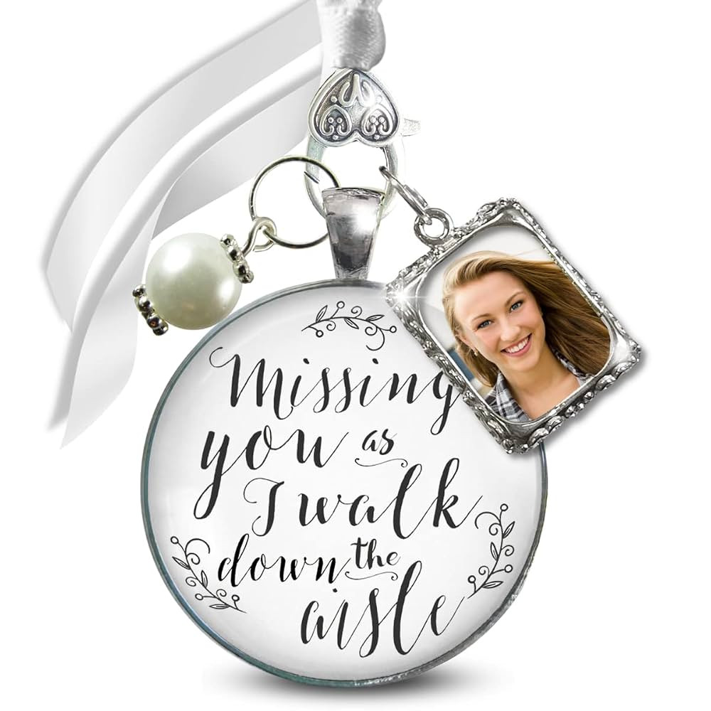 Memorial Wedding Bouquet Charm Missing You As I Walk Down Aisle Honor Anyone 1 Photo Frame Weddin... | Amazon (US)