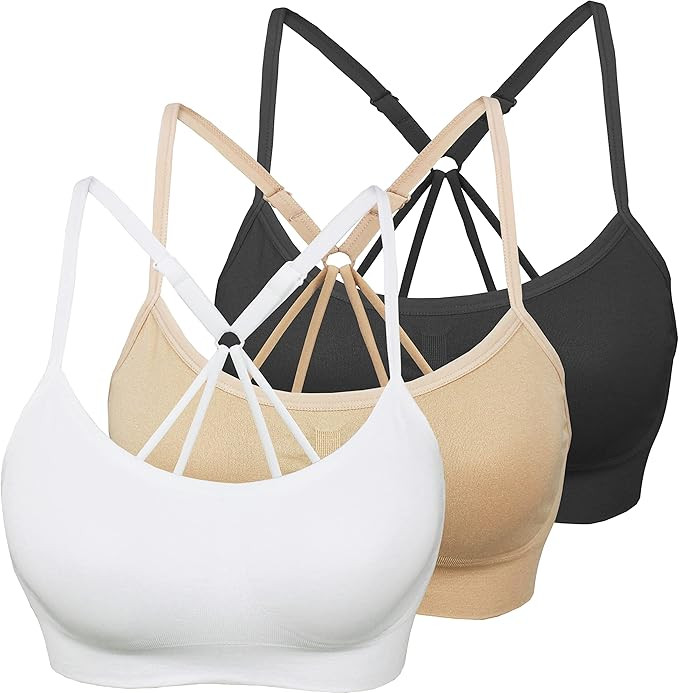 AKAMC Strappy Sports Bra for Women, Sexy Crisscross Back Medium Support Yoga Bra Fitness Workout ... | Amazon (US)