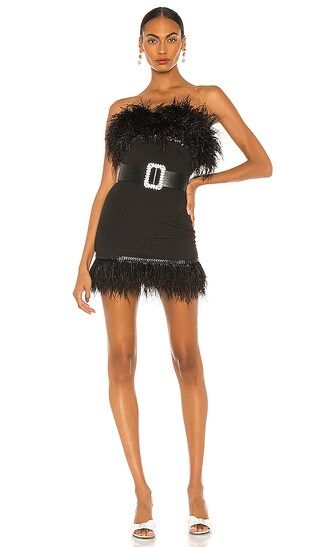 Lola Mini Feather Dress in Black | Revolve Clothing (Global)