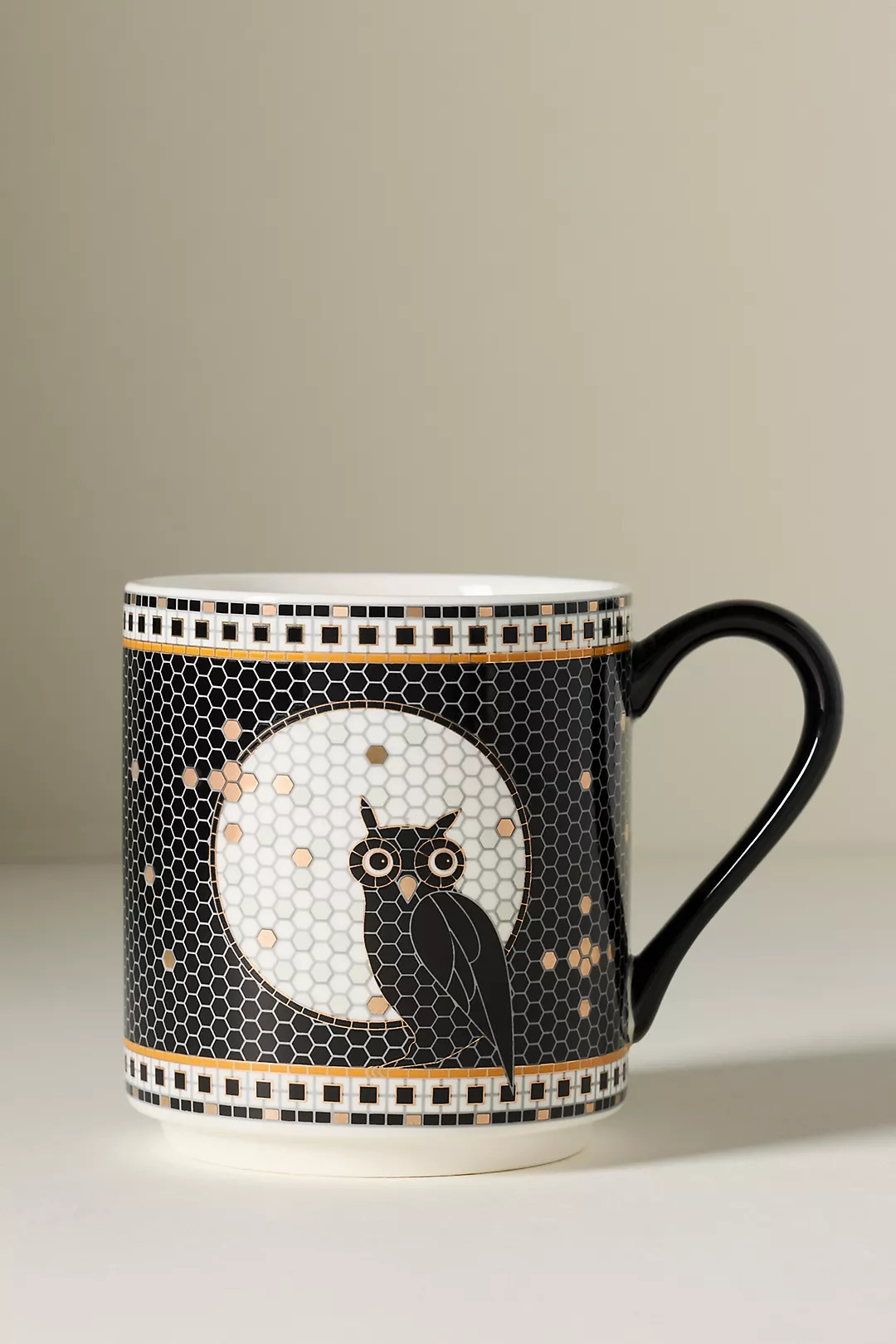 Bistro Tile Stoneware 24k Gold Accent Halloween Mug | Anthropologie (US)
