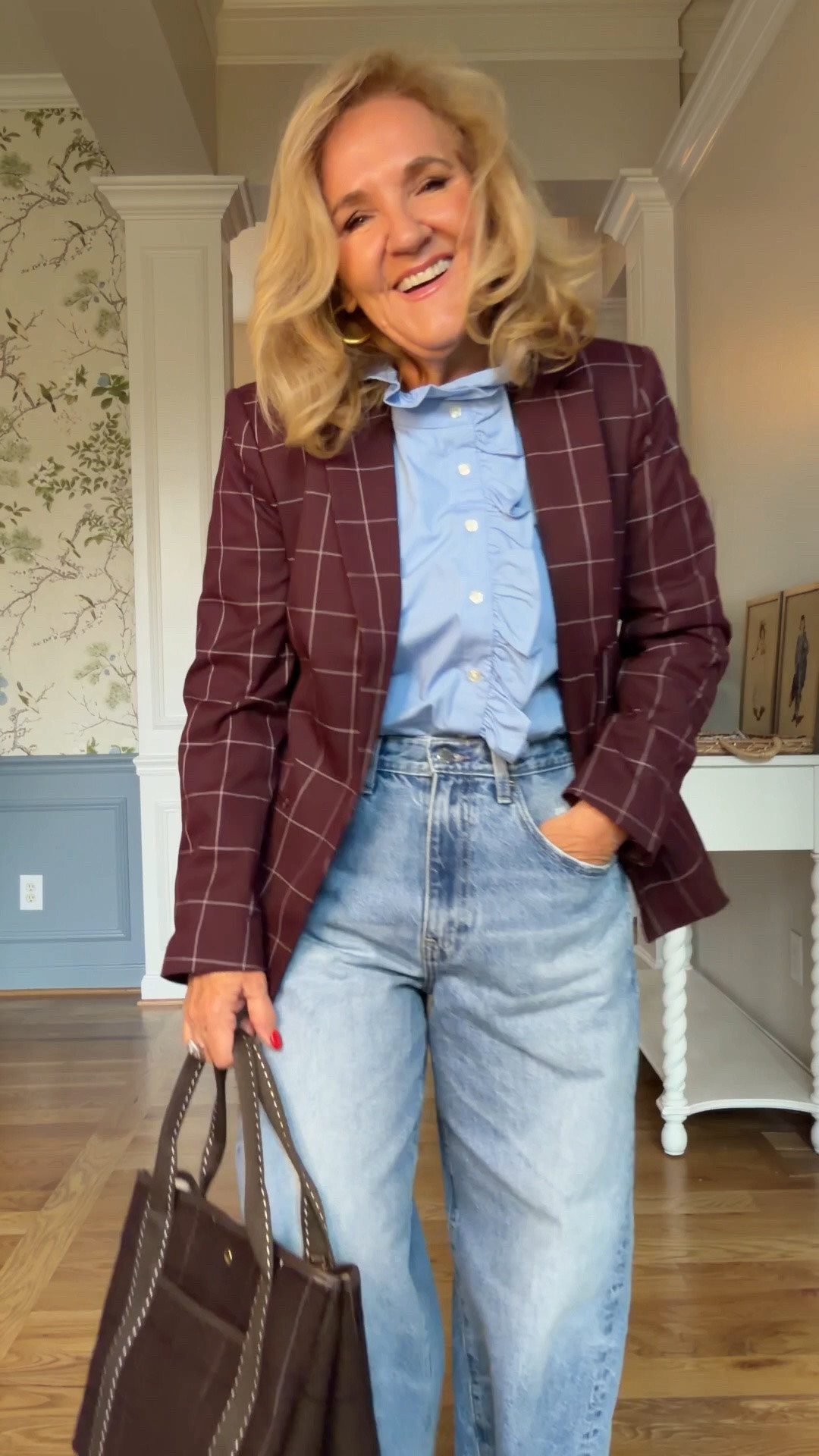 Business casual or casual chic 
Blue blouse med (you can size down) 
Jeans 29
Blazer 10 petite 
Walmart flats tts
Fall outfit business casual jeans and a blazer 
#LTKOver40 #LTKootd #LTKWorkwear

#LTKWorkwear #LTKOver40 #LTKSeasonal