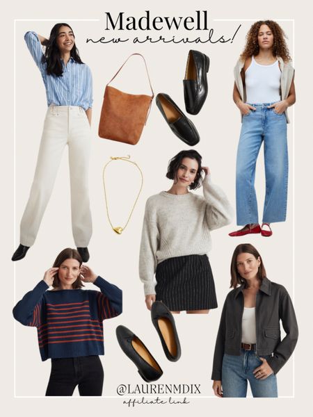 Madewell new arrivals! New @madewell! White jeans, wide leg jeans, stripe sweater, jackets, ballet flats, loafers. 

#LTKfindsunder100