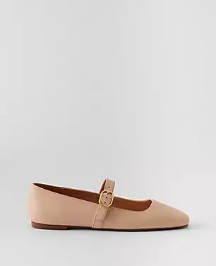 Buckle Mary Jane Leather Flats | Ann Taylor (US)