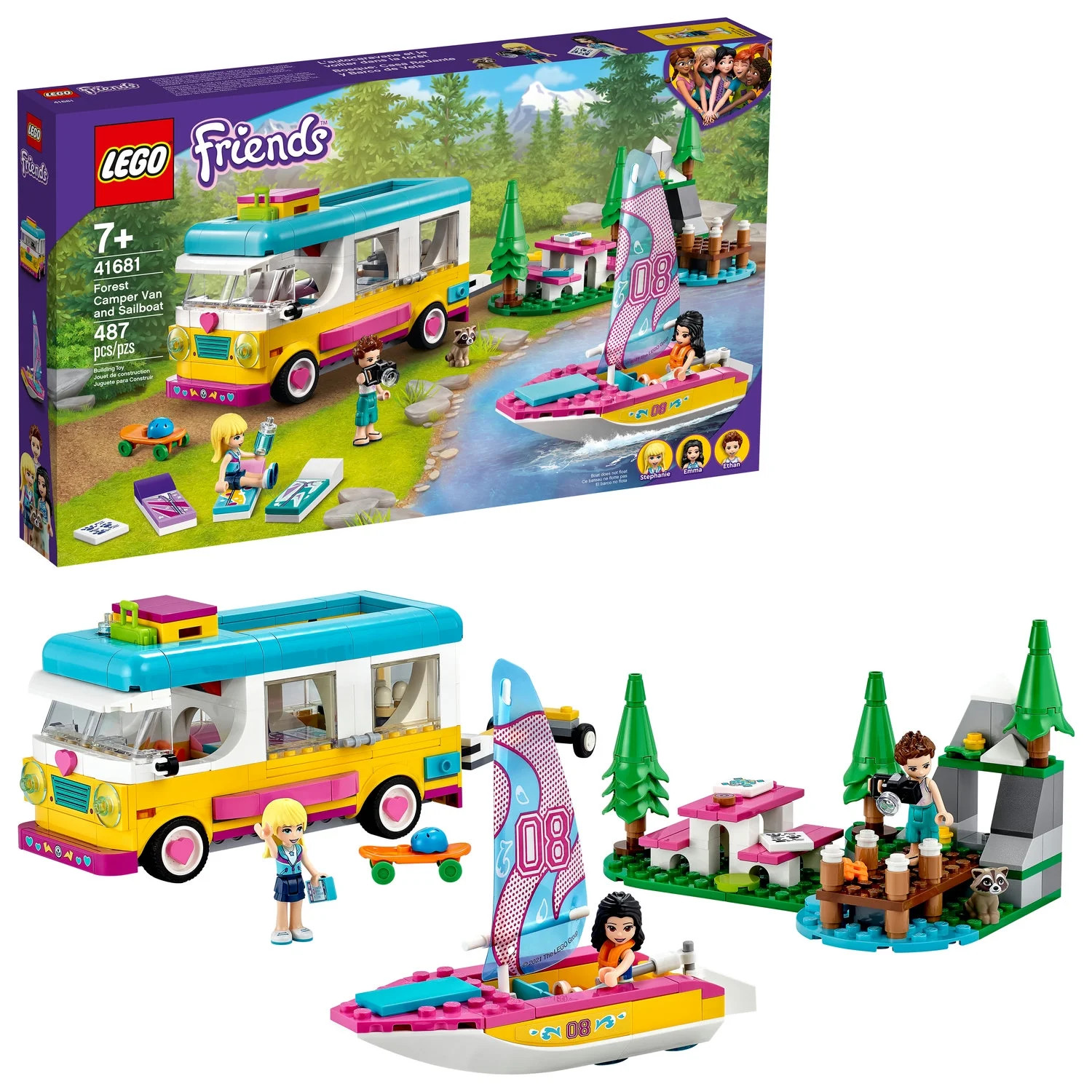 LEGO Friends Forest Camper Van and Sailboat 41681 Building Toy; Forest Toy (487 Pieces) - Walmart... | Walmart (US)