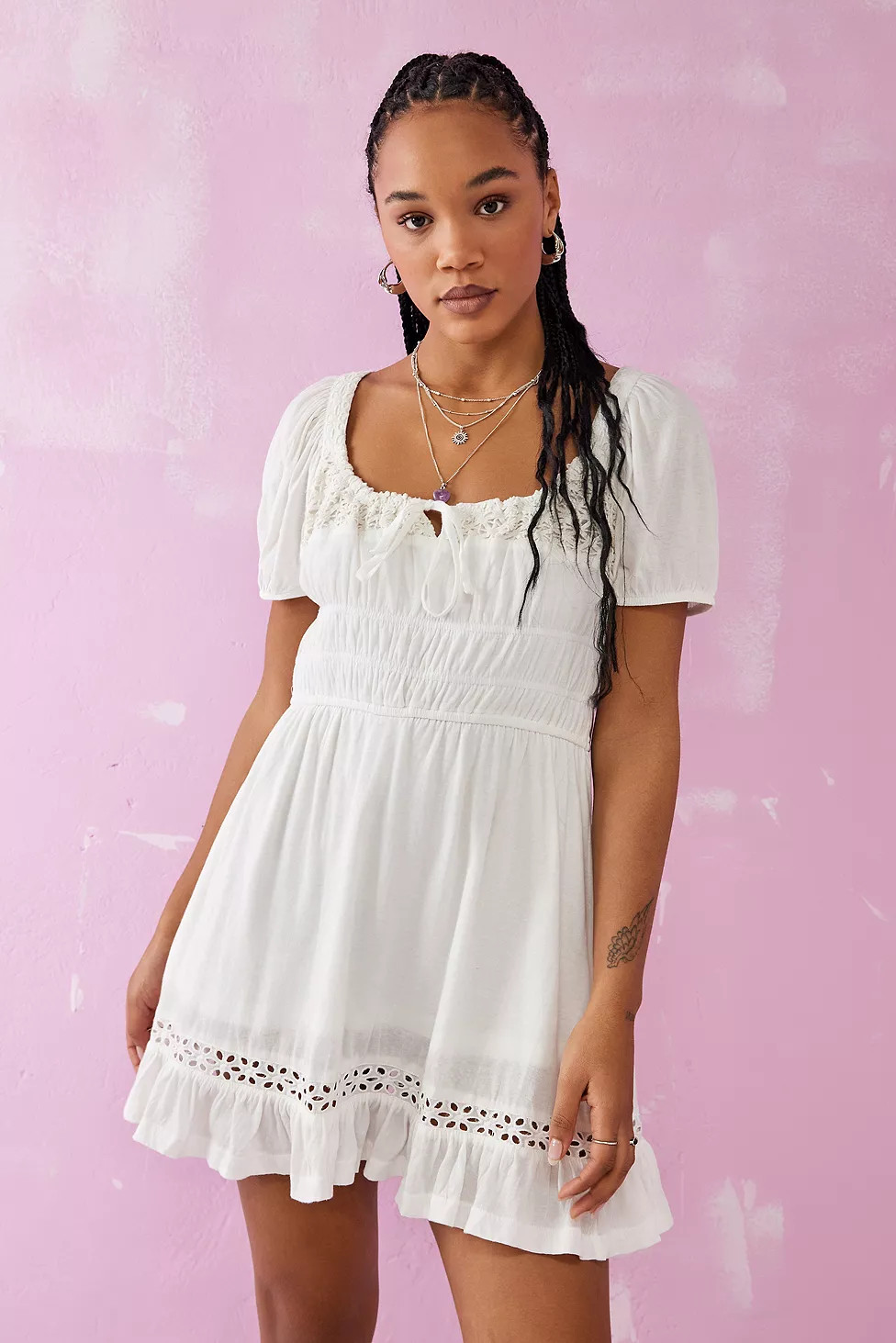 UO Evie Prairie Mini Dress | Urban Outfitters (EU)