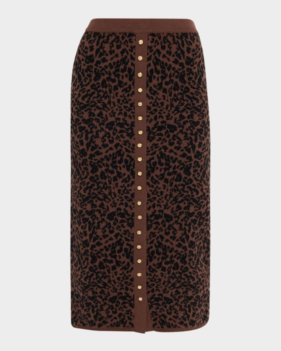 Generation Love Primrose Knit Leopard Midi Skirt | Neiman Marcus
