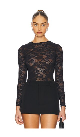 fleur du mal Le Stretch Long Sleeve Bodysuit in Black. - size L | Revolve Clothing (Global)