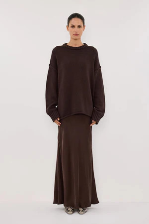 COLETTE BITTER CHOC SILK SKIRT | DISSH