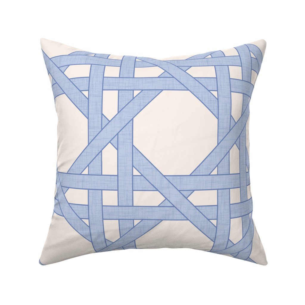 (large) Adele - Textured Classic Rattan Cane Baby Blue on Off White Throw Pillow | Spoonflower | Spoonflower