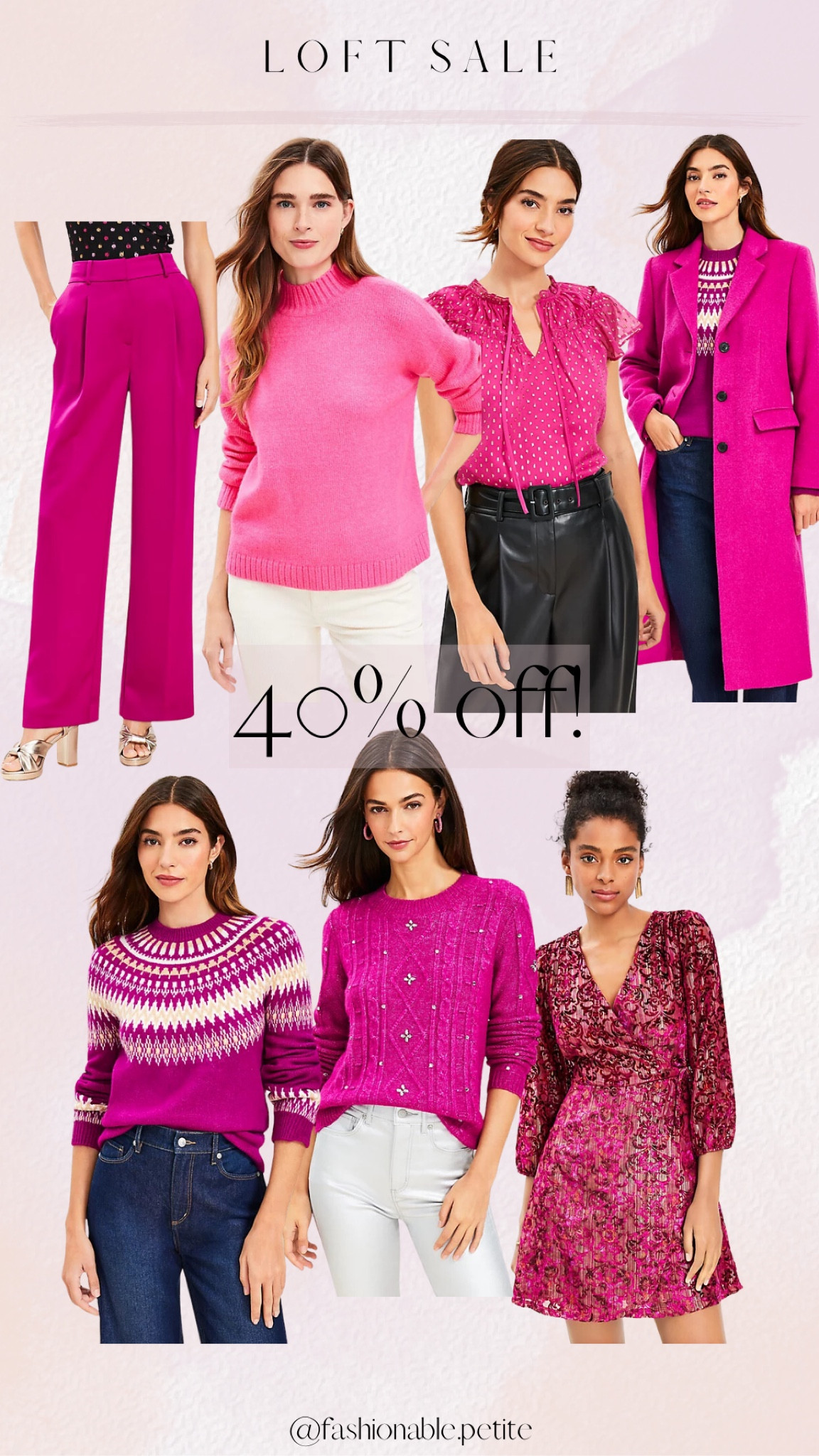 Pink outfits. On sale at LOFT! I love the pink satin trousers. Winter outfit. Party outfit. NYE. Pink dress. Winter fashion. Pink outfit. 

#LTKsalealert #LTKHoliday