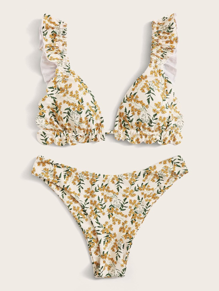Floral Random Print Triangle Bikini Swimsuit | SHEIN
