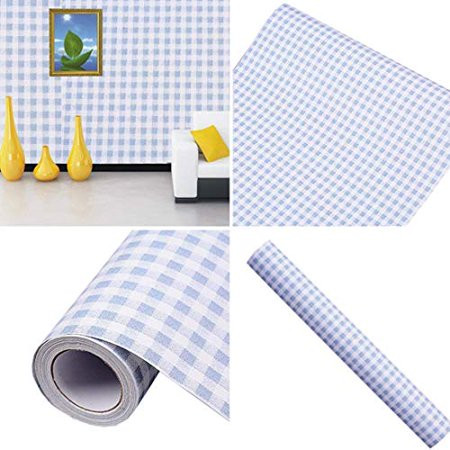 Self Adhesive Vinyl Decorative Blue Gingham Contact Paper Shelf and Drawer Liner 17.7x78 Inch | Walmart (US)