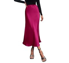 PRETTYGARDEN Women's Midi Satin Skirt Dressy Casual High Waisted A Line Flowy Ruffle Elegant Part... | Amazon (US)