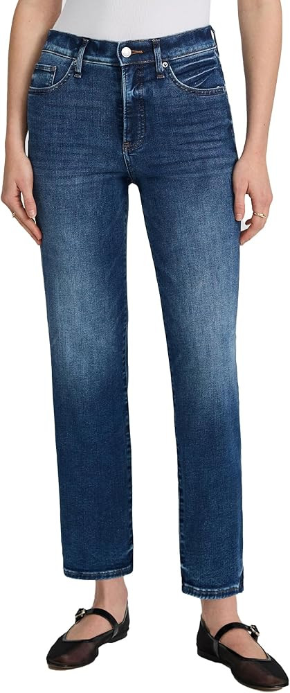 EXPRESS Women’s Straight Ankle Jeans – High Rise Figure-Balancing Stretch Denim – Medium Wa... | Amazon (US)