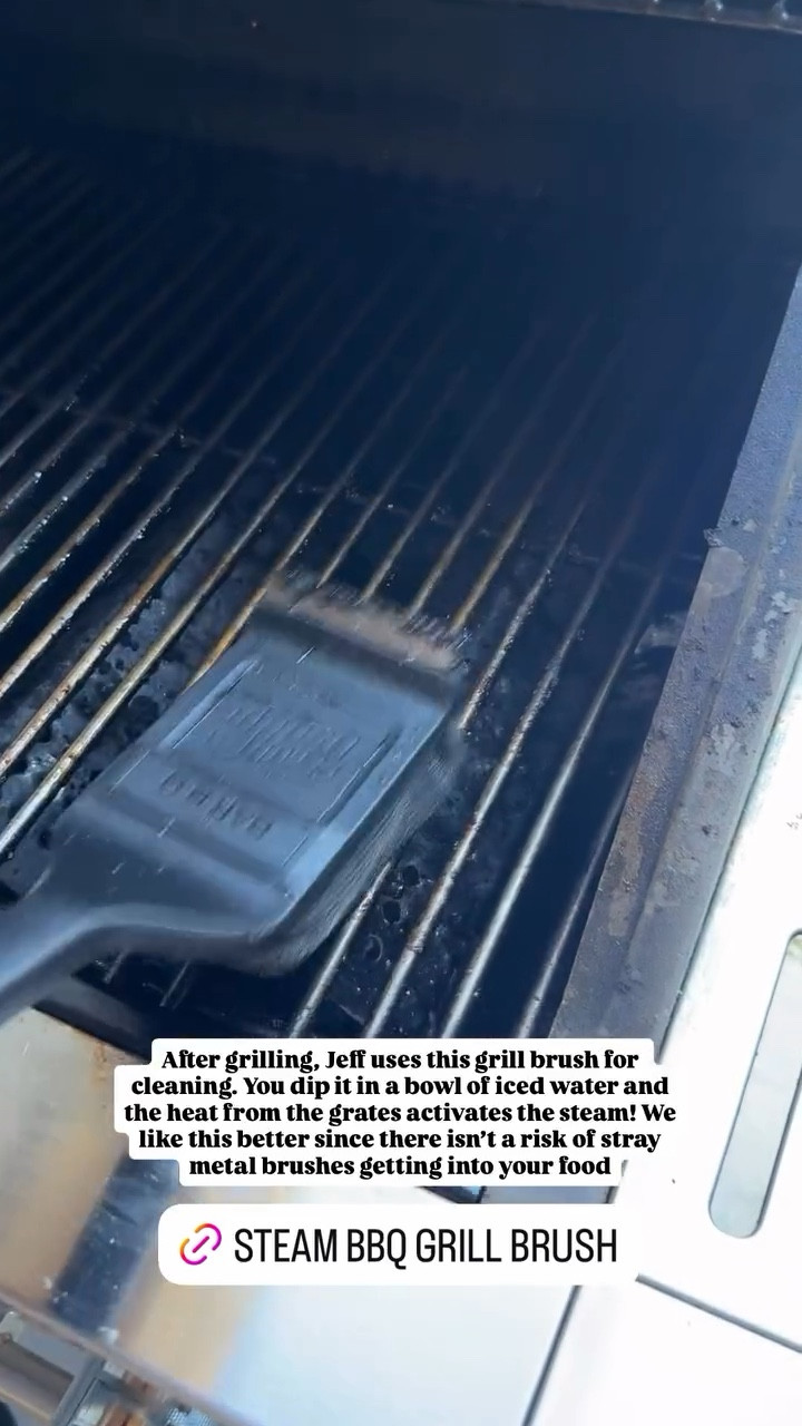 STEAM BBQ GRILL BRUSH! 

After grilling, Jeff uses this grill brush for cleaning. You dip it in a bowl of iced water and the heat from the grates activates the steam! We like this better since there isn't a risk of stray metal brushes getting into your food.

#LTKHome #LTKFindsUnder50 #LTKSeasonal