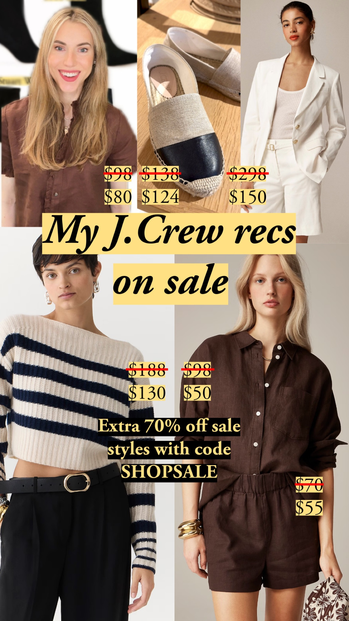 J. Crew marked down a bunch of pieces I love, and they have a code for an extra 70% off sale styles:

SHOPSALE

#LTKFindsUnder100 #LTKWorkwear #LTKSaleAlert